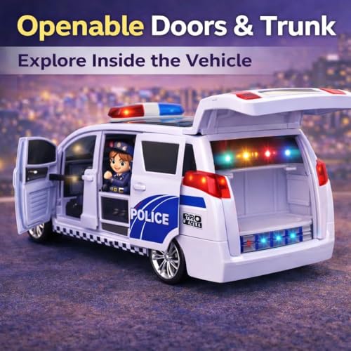 Image of TEC TAVAKKAL 18 Pcs Ice Cream Unicorn Cart Toy with Lights, Music & Bump-and-Go Action | Pretend Play Candy Shopping Cart | Musical Moving Toy | Educational Fun for Kids (Ambulance Toy)