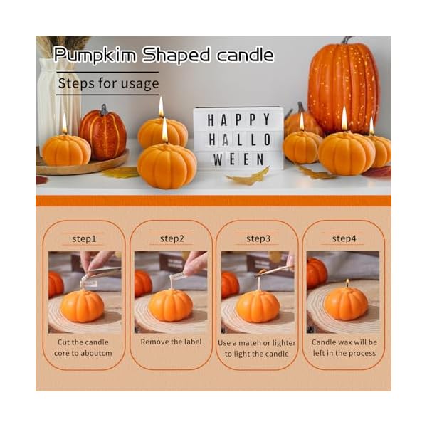 1 pack pumpkin shaped scented candles thanksgiving fall pumpkin soy candle decoration halloween aromatherapy candle for home kitchen table decor halloween party supplies  urban country home decor