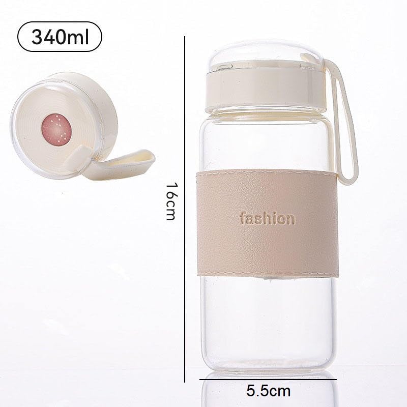 Image of Mini Water Bottle - Small Glass Water Bottle, 340ml Leak-proof Travel Bottle for Kids, Girls, Boys Double-Walled Bottle for Baby, Coffee, Office, School, Picnic (Multicolour) - 1 PCS