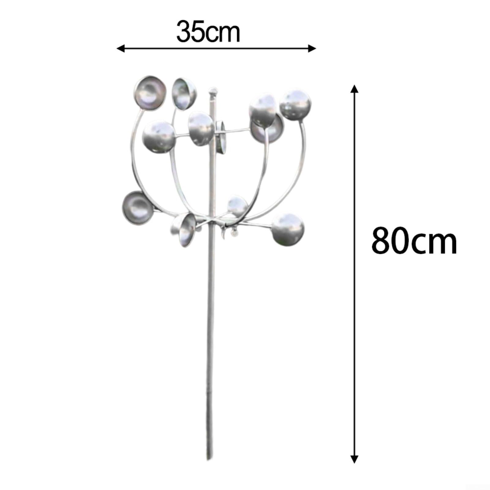 Moulin à vent en métal pour extérieur, décoration de jardin, fer rotatif pour sculpture pour pelouse, terrasse, calme en cas de vent léger, 120 cm de haut