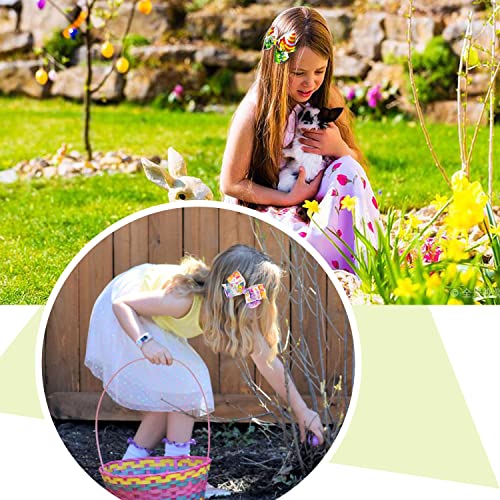 18 Pcs Easter Hair Bows Easter Hair Accessories, 5 Inch Handmade Grosgrain Ribbon Alligator Clip For Easter Party #TOP3