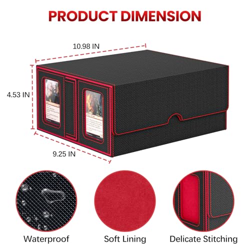 Image of Gomyrod Card Deck Box for MTG with Commander Display, 7 In 1 Card Storage Box Fits 600+ Double-sleeved Cards, Removable MTG Deck Case Fit for TCG /Sports /Baseball Cards with Dice Tray