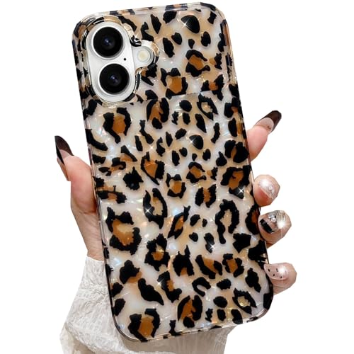 Changjia for iPhone 17 Leopard Print Case,Cute Girly Luxury Bling Sparkle Translucent Clear Vintage Cheetah Print Soft TPU Silicone Protective Phone Case for Girls Women for iPhone 17 6.3 Inch,Cheetah
