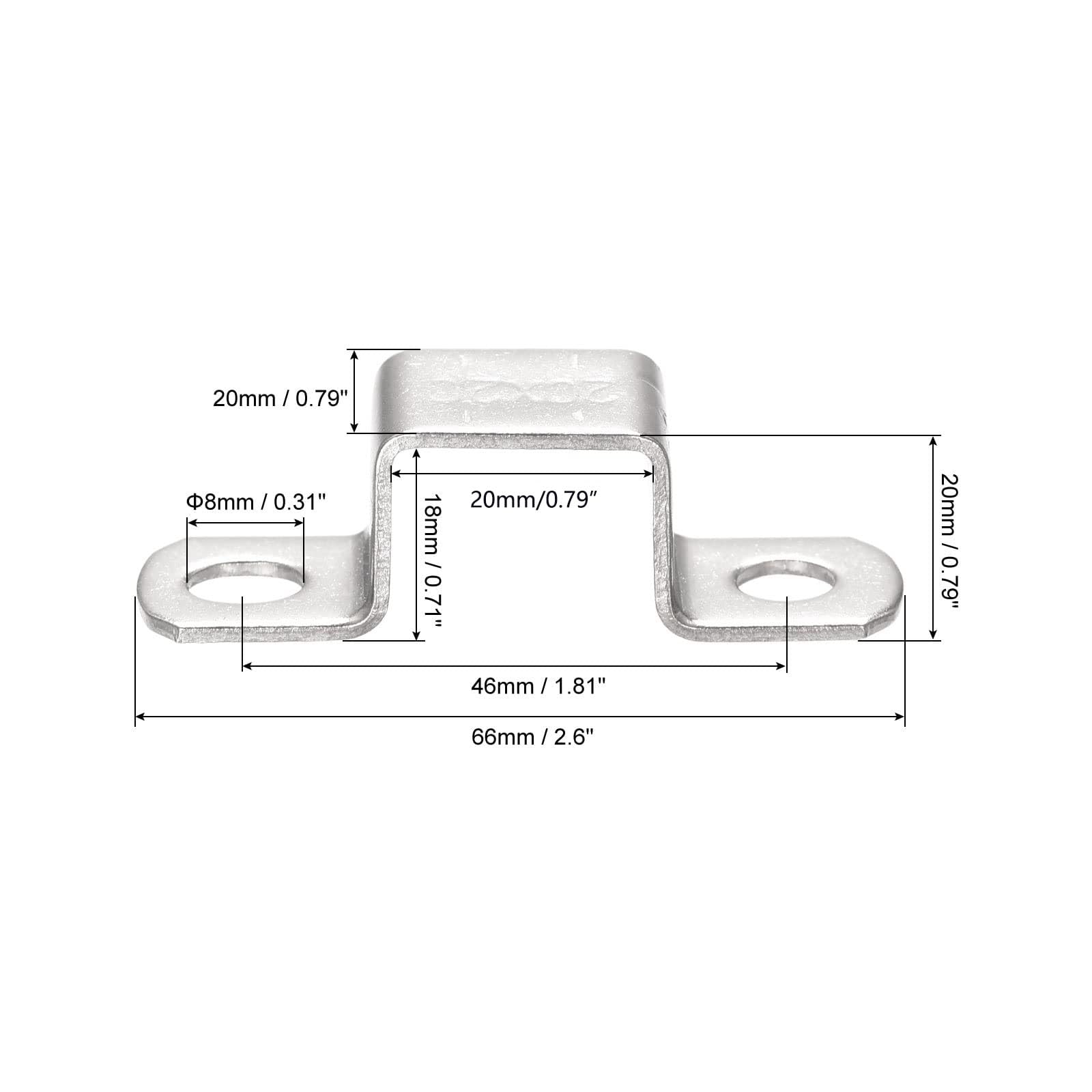 TA-VIGOR 6Pcs U Shaped Connector Bracket, 20mm x 20mm Stainless Steel Bracket Stainless Steel Pipe Clamp - Image 2
