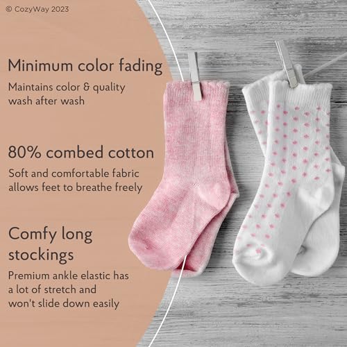 CozyWay Baby & Toddler Knee High Socks For Baby Girls Multi Color - 3 Pack2