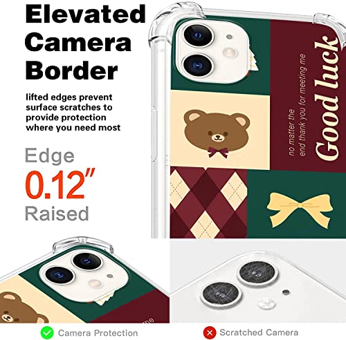 Saijing Compatible With Iphone 11 Case, Good Luck Cute Bear Aesthetic Clear Iphone Case With 4 Corners Shockproof Protection Designed For Iphone 11 6.1'' With Soft Tpu Bumper #TOP1