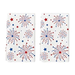 Artoid mode fireworks stars patriotic 4th of july kitchen towels dish towels 18×26 inch seasonal summer decoration hand towels set of 2  urban country home decor