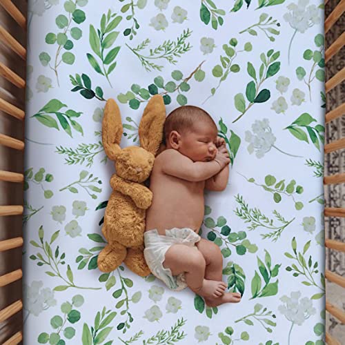 Pack n Play Sheet, Pack n Play Playard Sheet, Pack n Play Fitted Sheet, Sheet Fitted Pack N Play, Green Leaf Pack n Play Sheet, 38"x 26"x 3'', Green Leaf Nursery Decor, Pack n Play Mattress Pad Cover