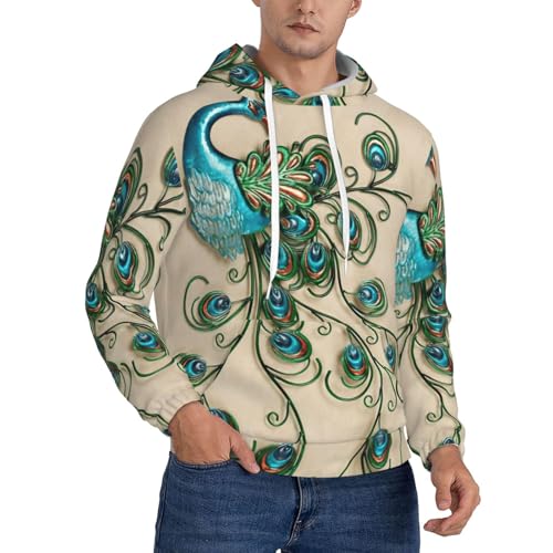 Sweat à capuche paon EdWal pour homme en polyester avec poche kangourou