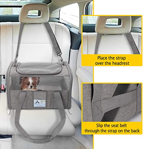 Refrze Pet Carrier Airline Approved, Cat Carriers For Medium Cats Small Cats, Soft Dog Carriers For Small Dogs Medium Dogs, Tsa Approved Pet Carrier For Cats Dogs Of 15 Lbs, Puppy Carrier,Grey #TOP5