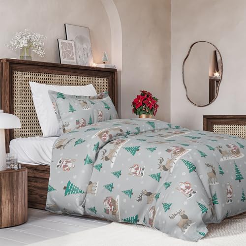 Image of CGK Unlimited Christmas Duvet Cover Twin Size - 68 x 90, Santa's Sleigh