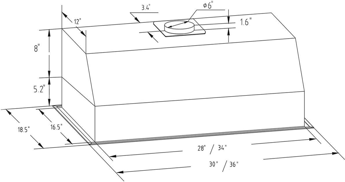 Buy 2 get 3 Range Hood Insert 30 inch, MCBON Hood Insert,800 CFM, Vent Hood Insert,Kitchen Hood, Stainless Steel, Ducted (IE79-30 In)