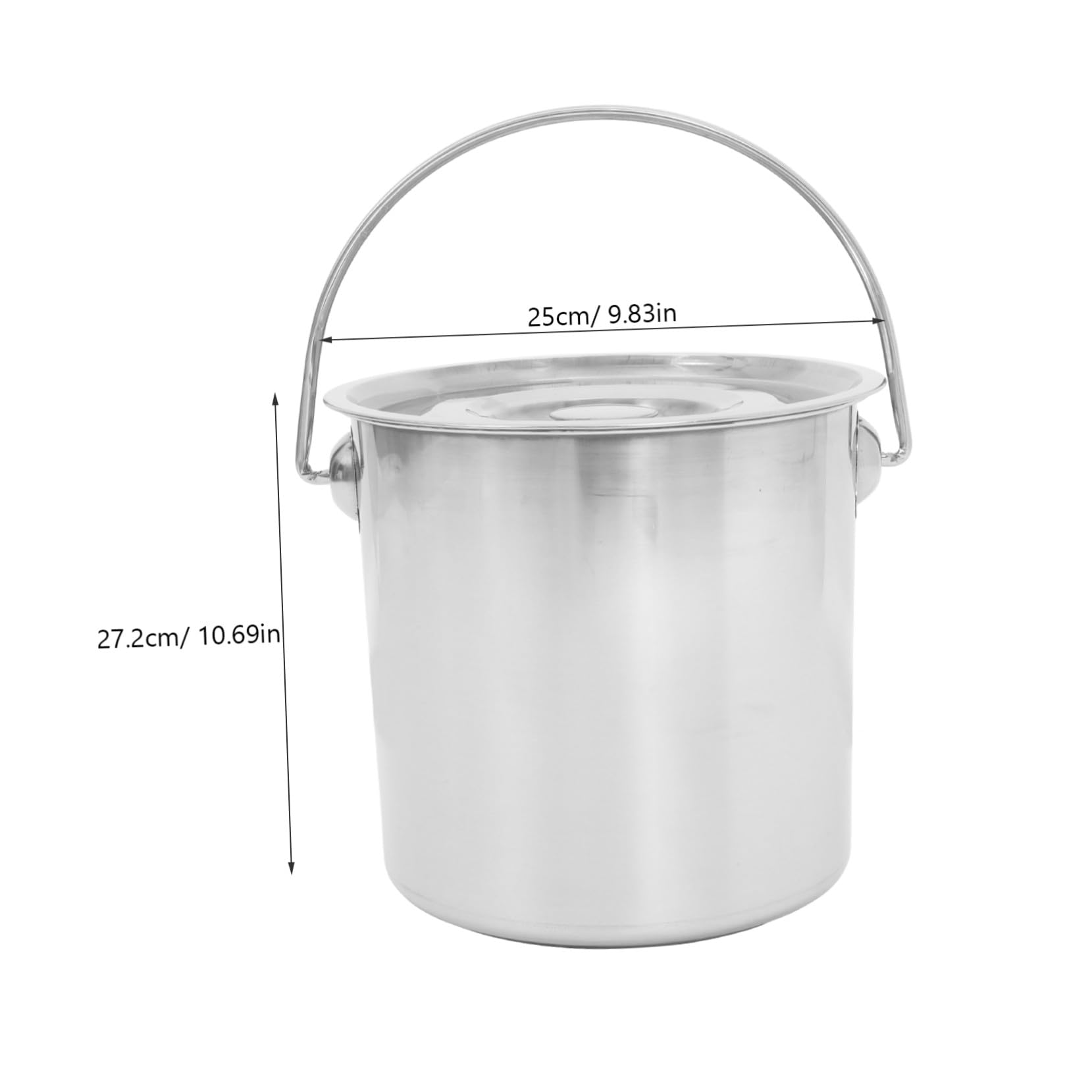 Acier Inoxydable Seau à Compost avec Couvercle et Poignée, Argenté