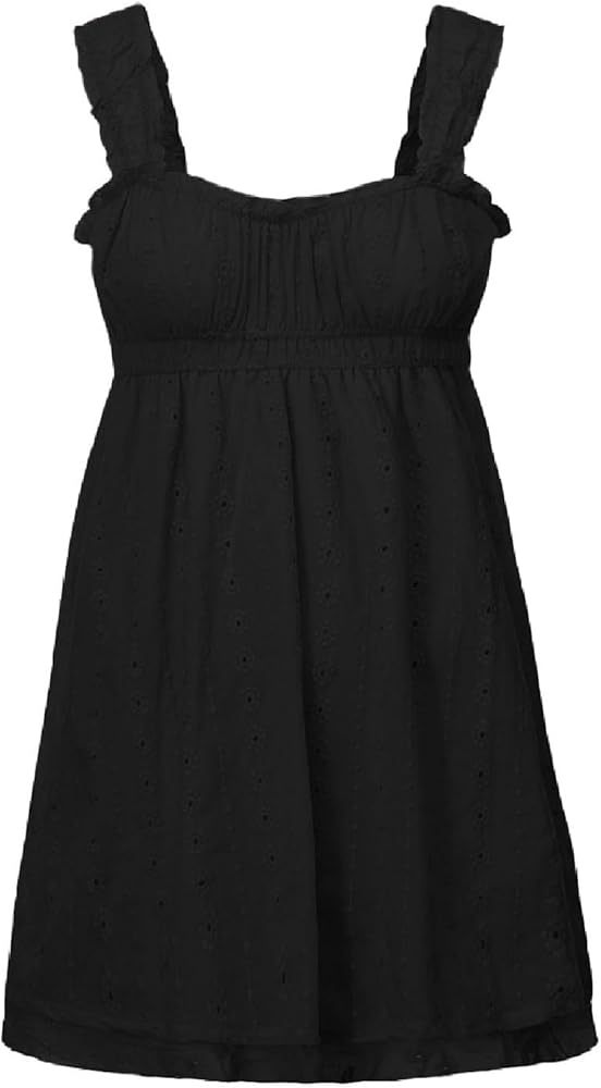 Women Sleeveless Mini Sundress Floral Embroidery Elastic