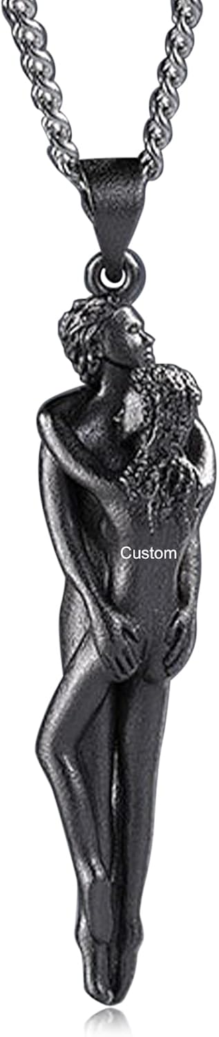 BAUMA AUTO Couple Hug Necklace with Name Personalized Affectionate Hug Pendant Couples Necklace for Him and Her Boyfriend Girlfriend Valentines Jewelry Gift