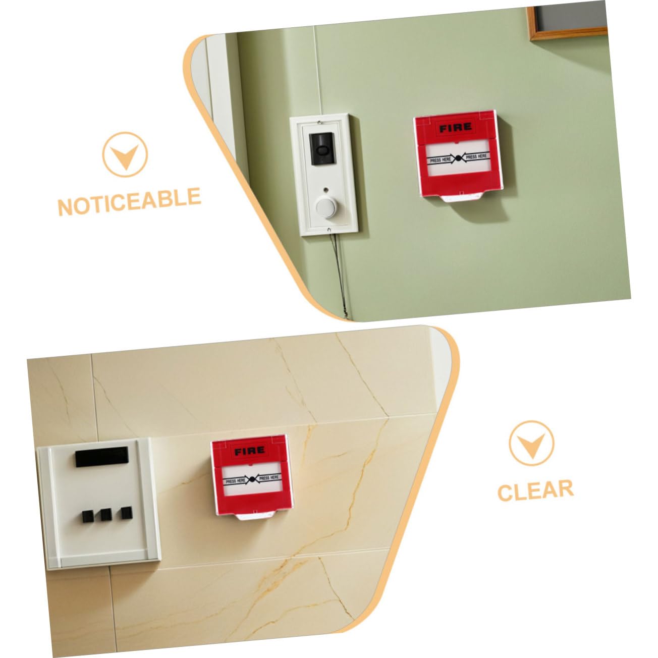 SHINEOFI Botón de Alarma de Emergencia contra Incendios Rojo de Plástico, Diseño de Respuesta Rápida y Compatible Sistemas para Espacios Privados y Públicos, Paquete de 2 Piezas