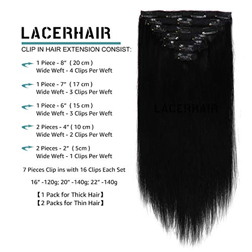 image for Lacer New Version Thick Hair Extensions Clip in Human Hair Full Head S