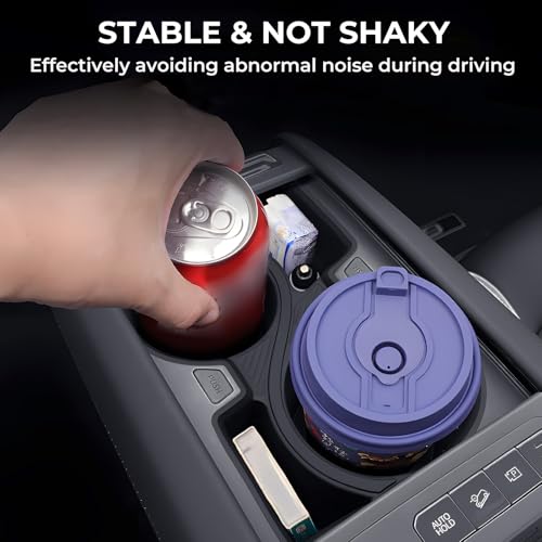 Image of Center Console Cup Holder Inserts for KIA EV9 2026 2025 2024 (Only for Land AWD, GT-Line AWD), Interior Accessories TPE Cup Holders Covers Protector for 2024-2026 EV9, Black
