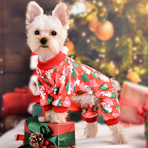 Yikeyo Dog Christmas Pajamas, Red Green Plaid Dog Pjs Onesie Pet Dog Christmas Outfit Costume, Fall Winter Dog Clothes For Small Medium Dogs Boy Girl, Cat Apparel, Red, Medium #TOP2