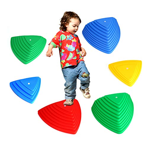 PKBQUEEN Balance Stepping River Stones Obstacle Balance Course, 5 Colors & 3 Different Height & Sizes