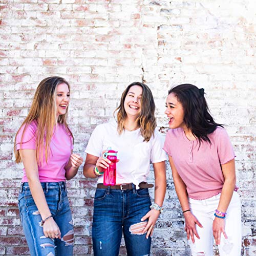 Pogo Garrafa de água de plástico Tritan livre de BPA com tampa de canudo macio, 510 g, azul-petróleo