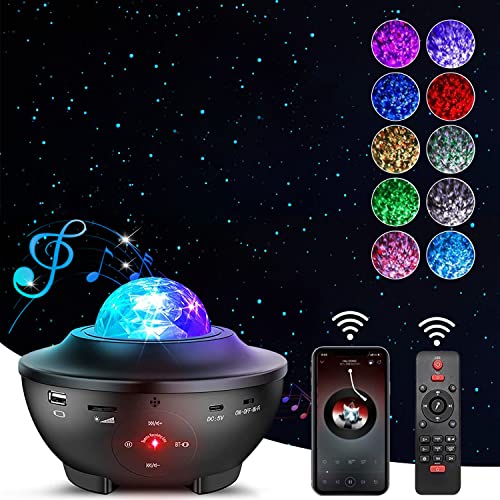 YUNSOVA Star Projector Starry Night Light Projector with Speaker, Ocean Wave Ceiling Light Projector , Led Star Constellation Projector for Kids Adults Bedroom/Decoration/Birthday/Party