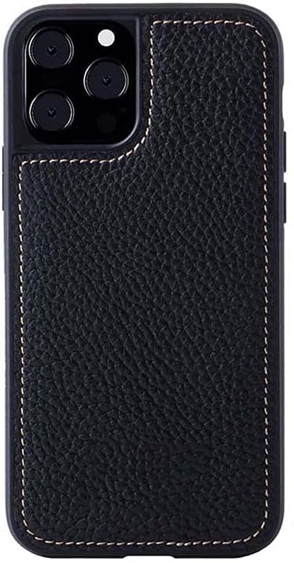 Étui iPhone 12 Pro Max noir cuir litchi pour le quotidien