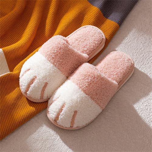 Cute Cat Paw Animal Slippers for Women Winter Warm Indoor Soft Plush Slip-on Slippers Lightweight Casual Cozy Fuzzy Bedroom Shoes Comfortable House Shoes2