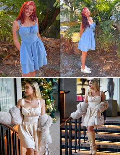 Image of Scarlet Darkness Corset Mini Dress for Women Teens 2026 Summer Ruffle Sundress Graduation Homecoming Dresses