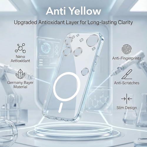 Image of Jkobi Lifetime Anti-Yellow MagSafe Compatible Clear Back Case Cover for Nothing Phone 3 (Sleek Hard Crystal | Shockproof and Camera Protection)