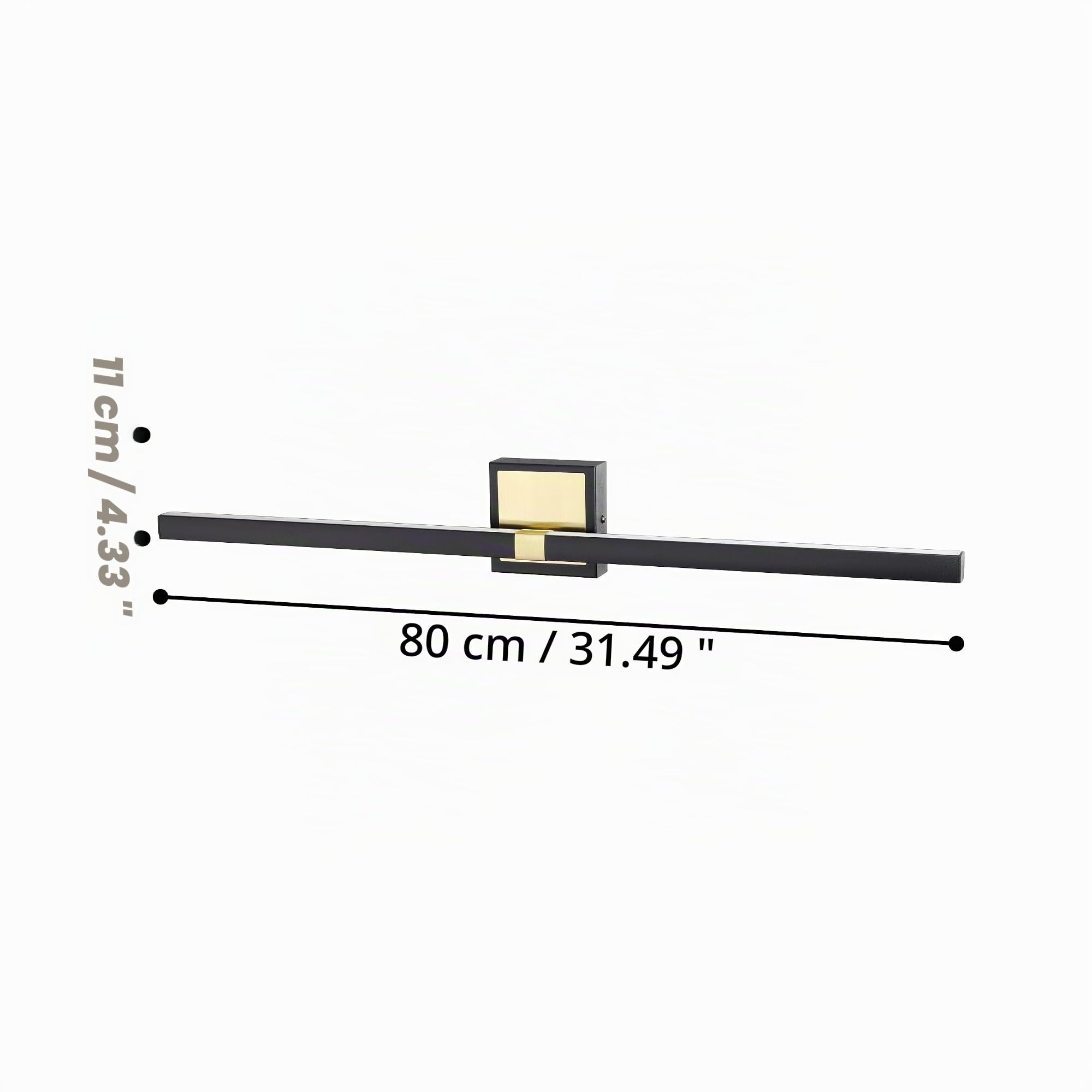 Eglo Peguera Lámpara de pared led, aplique de líneas rectas para espejo | de baño, hecha de metal negro y latón, iluminación de espejo de baño, luz cálida, grado de protección IP44, 80 cm