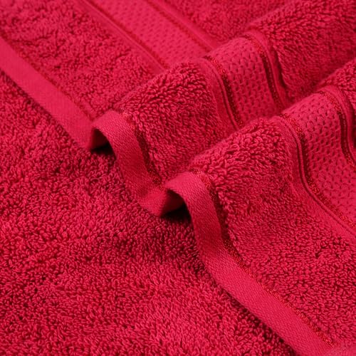 Image of Trident Towels for Hand, Indulgence Collection, 100% Cotton Towels for Men /Women, Premium Hand Towel Set, 600 GSM, 2 Pc Hand Towel, 40 cm x 60 cm - Blood Red