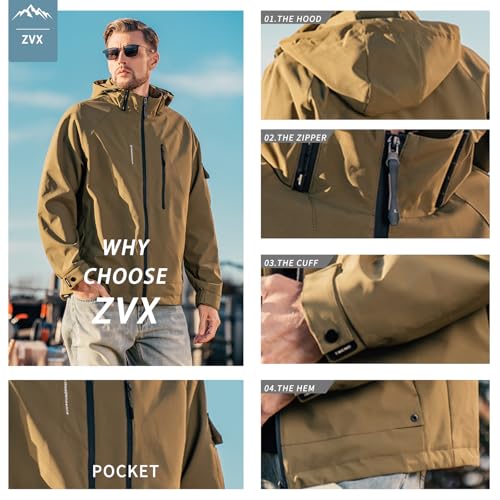 Image of Men'S Hooded Jacket 2024 New Outdoor Workwear Jacket Spring And Autumn Men'S Windproof Sports Top