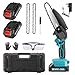 Mini Chainsaw Cordless 6 Inch, 300W Electric Powerful Chain Saw with 2 Batteries & 2 Super Chains, Screwdriver + Gloves, for Wood Cutting, Garden Branch Trimming & DIY