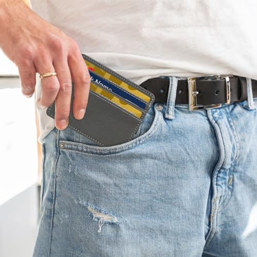 Credit Card Holder for Men, PU Leather Small Card Holder Wallet for Men RFID Blocking Slim Card Holder, 4 Card Slots Small Credit Card Wallet for Cards, Business, Travel, Shopping (black)3