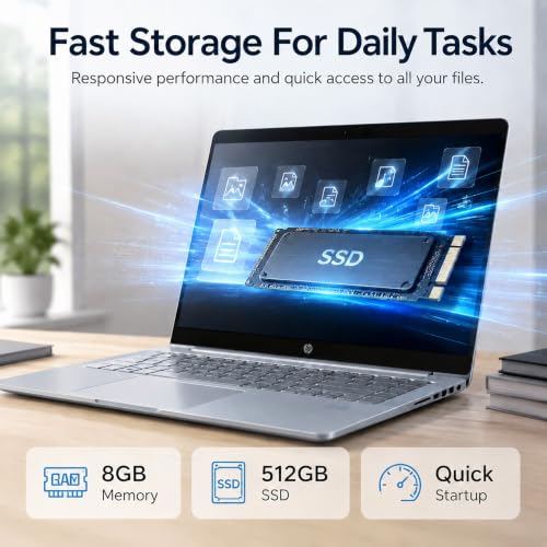 Image of HP OmniBook 3 Laptop, 16 inch Touchscreen FHD+ IPS Display, AMD Ryzen 5 Processor, 8 GB RAM, 512 GB SSD, Windows 11 Pro, AMD Radeon 610M Graphics, Thin & Portable Computer, Glacier Silver, Accessories