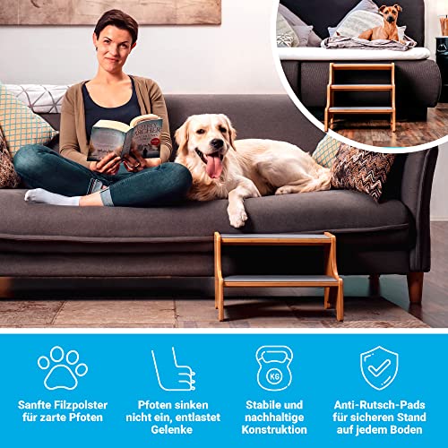 AMAZINGs Hundetreppe für kleine, mittlere und schwere Hunde, Katzen. 3 Stufen | Haustiertreppe, Junge und alte Katzen | 40 cm hoch für Sofa, Bett | Gelenkschonender Ersatz zu Hunderampe
