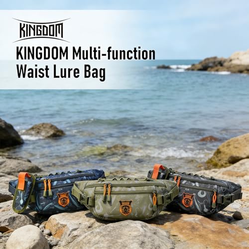 KINGDOM Riñonera de Pesca - Bolsa multifuncional para señuelos, resistente al agua, ligera con cinturón ajustable para accesorios de pesca miniatura 2