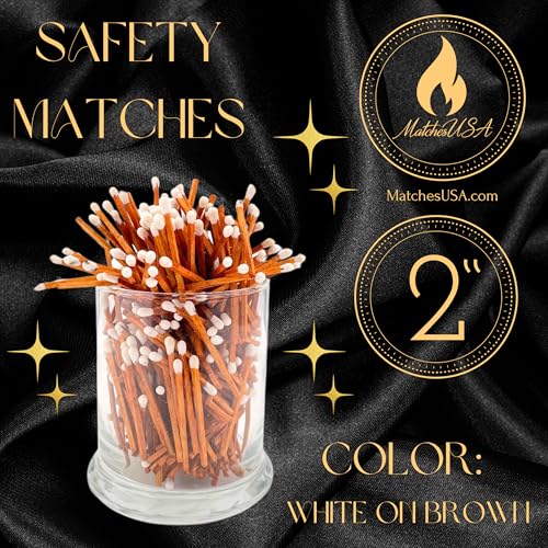 Image of 500 Count | 2 inch Brown & White Matches | Strikers Included | Color Tip Wooden Match | Refill for Matchstick Jars, Candle Display, Holders & Bottles | 2 in inches Long