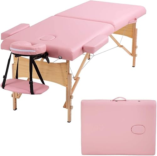 Mesa de masaje portátil, cama de masaje para spa de altura ajustable, 77 pulgadas de largo x 28 pulgadas de ancho, plegable en 2, hecha de
