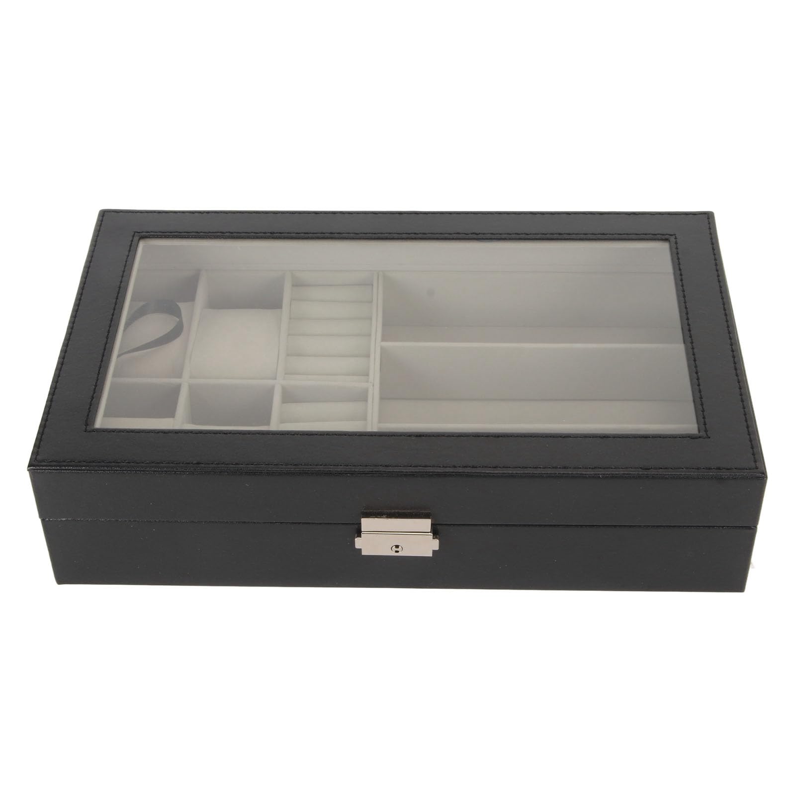 Boîte à Lunettes, Couvercle en Verre Transparent, Décoration en Métal Bien Rangée et Organisée, contre les Rayures, Organisateur de Bijoux élégant pour Hommes,