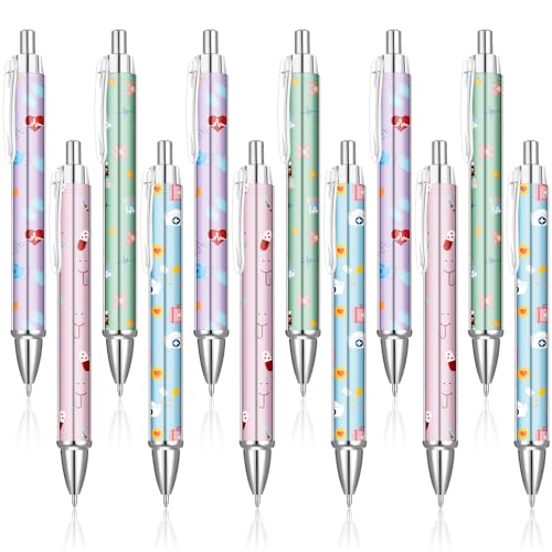Clabby 12 Piezas Lindos Bolígrafos de Enfermera Bolígrafo Retráctil Pluma de Médico Regalos Divertidos para Enfermeras Médicos Asistentes Médicos y Personal Médico, Regalos de Agradecimiento