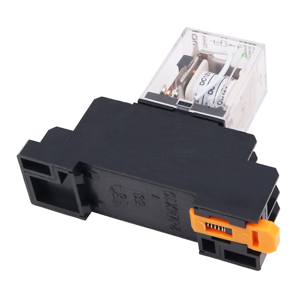 WANGCL 2 szt. Mini przekaźnik DC 12 V przełącznik elektromagnetyczny 8-pinowy przekaźnik DPDT 2NO+2NC ze wskaźnikiem LED podstawy gniazda
