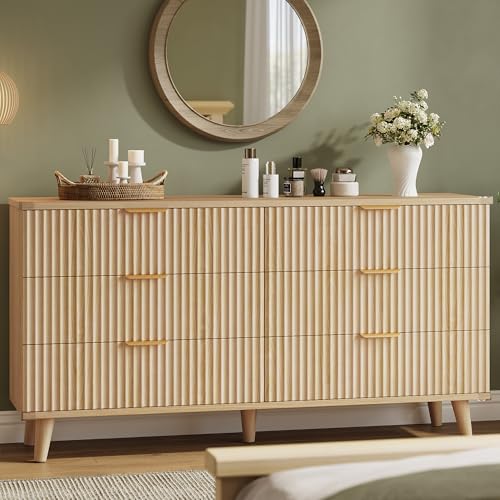Lulive Dresser for Bedroom Wood Dressers Chest of Drawers, Fluted...