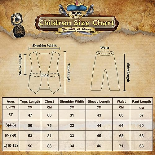 Joy Bang Pirate Costume Kids Boys, Toddlers Halloween Costume for Ages 4-6, Dress up Cosplay Pretend Role Play Set with Accessories