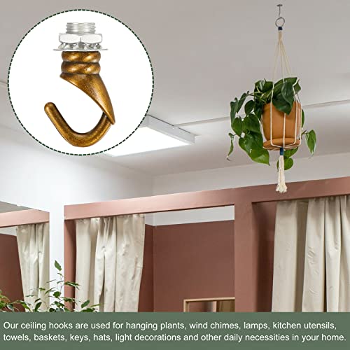 Image of YOKIVE 2 Pcs Alloy M10 Ceiling Hook, Electroplate Pendant Fixtures Hanger | Hanging Chandelier Light, Great for Home (Gold Bronze, 0.91x1.22-Inch)