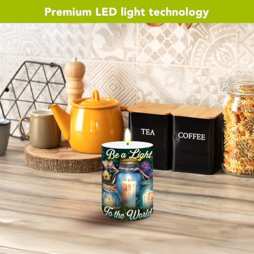 Image of Briarwood Lane Spring Flameless Candle 6x3 Be a Light Jars Flameless Candle with Timer for Spring