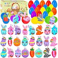 Ostergeschenke für Kinder, 24 Stück Ostereier gefüllt mit Kaninchen-Anhänger für Mädchen, Ostereier Perfekt für Osterkörbchen, Deko für Party, Klassenzimmer & Osteranreize Perfekte Partygeschenke