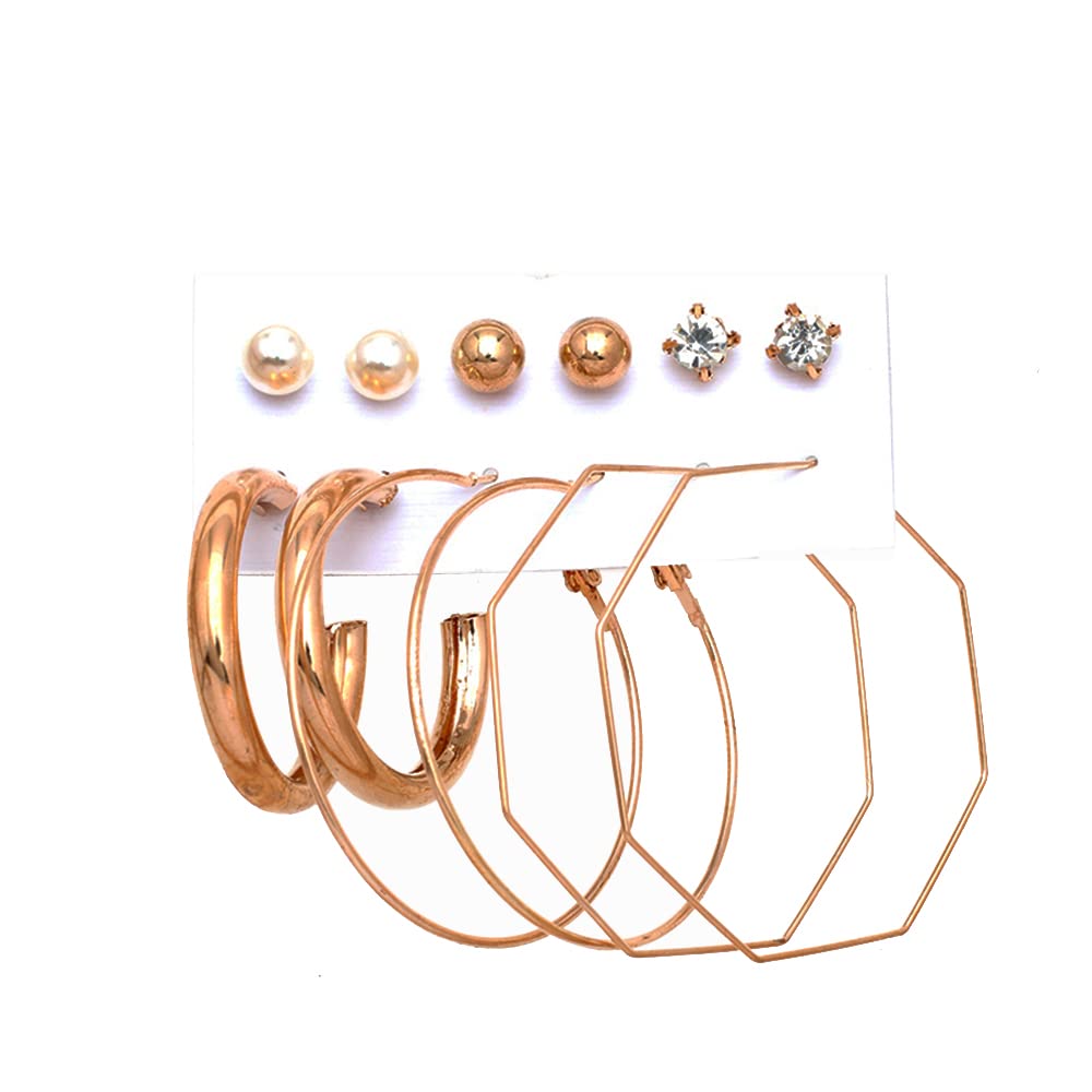 BellaStella Korean Stylish Pearl Rhinestone Stud Hoop Earrings Set For Women and Girls Fashion Jewelry Collection Pack of 6 Pair (B0B4H68SM3) Amazon Price History, Amazon Price Tracker
