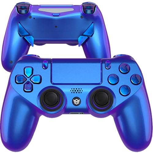 Image of HEXGAMING NEW EDGE Wireless Controller Compatible with ps4-4 Back Buttons, 6 Profiles, Hair Triggers, Swappable Thumbsticks - Chameleon Purple Blue